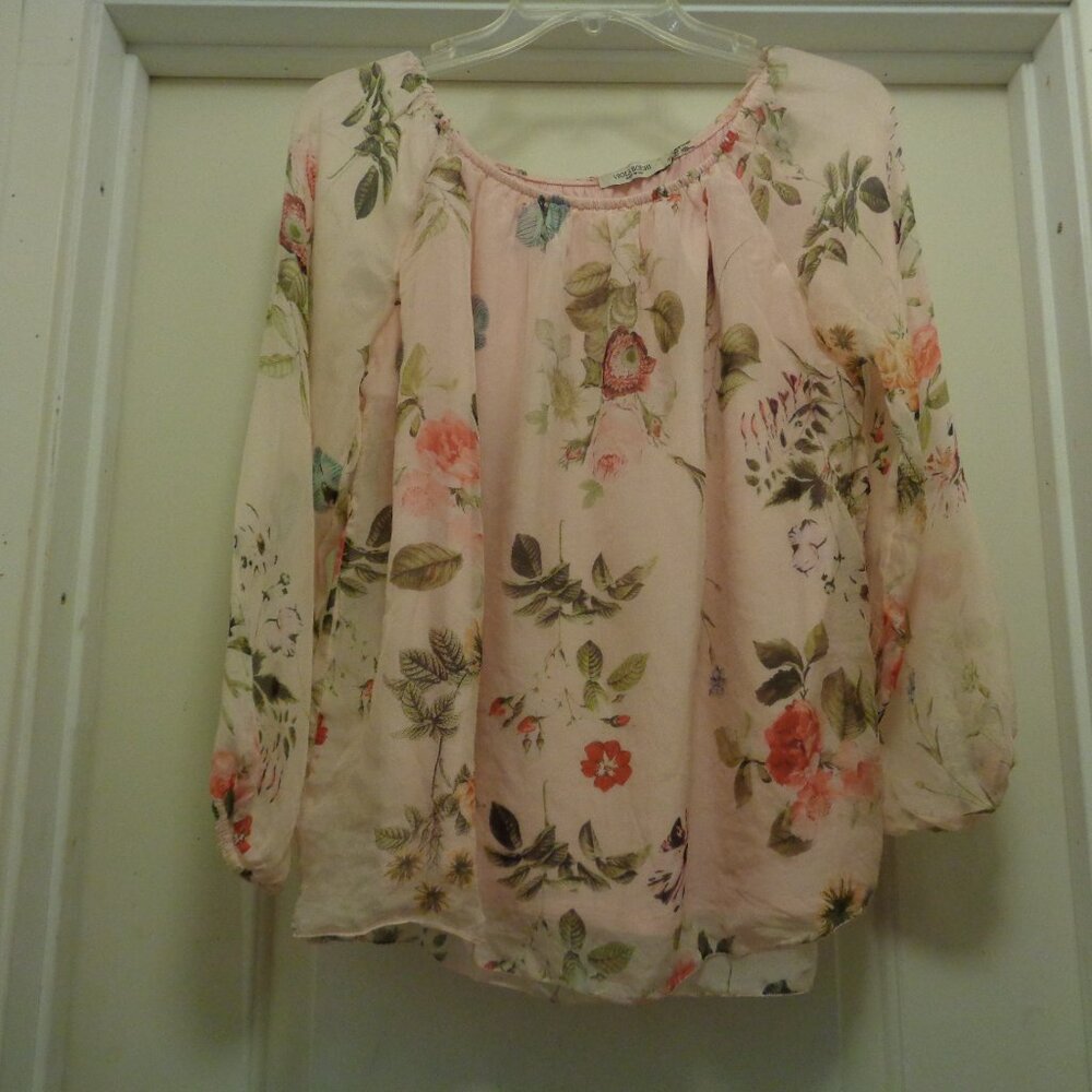 BALLETCORE SILK  FEMININE FLORALS BLOUSE VIOLA BORGHI FROM ITALY S